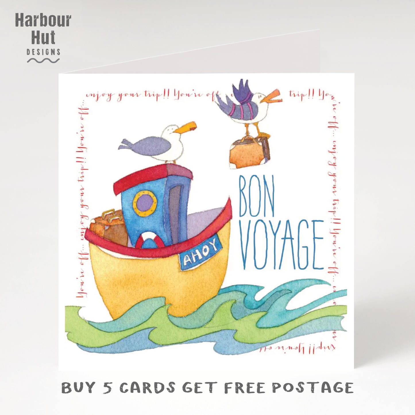 'Bon Voyage Seagull' Greetings Card