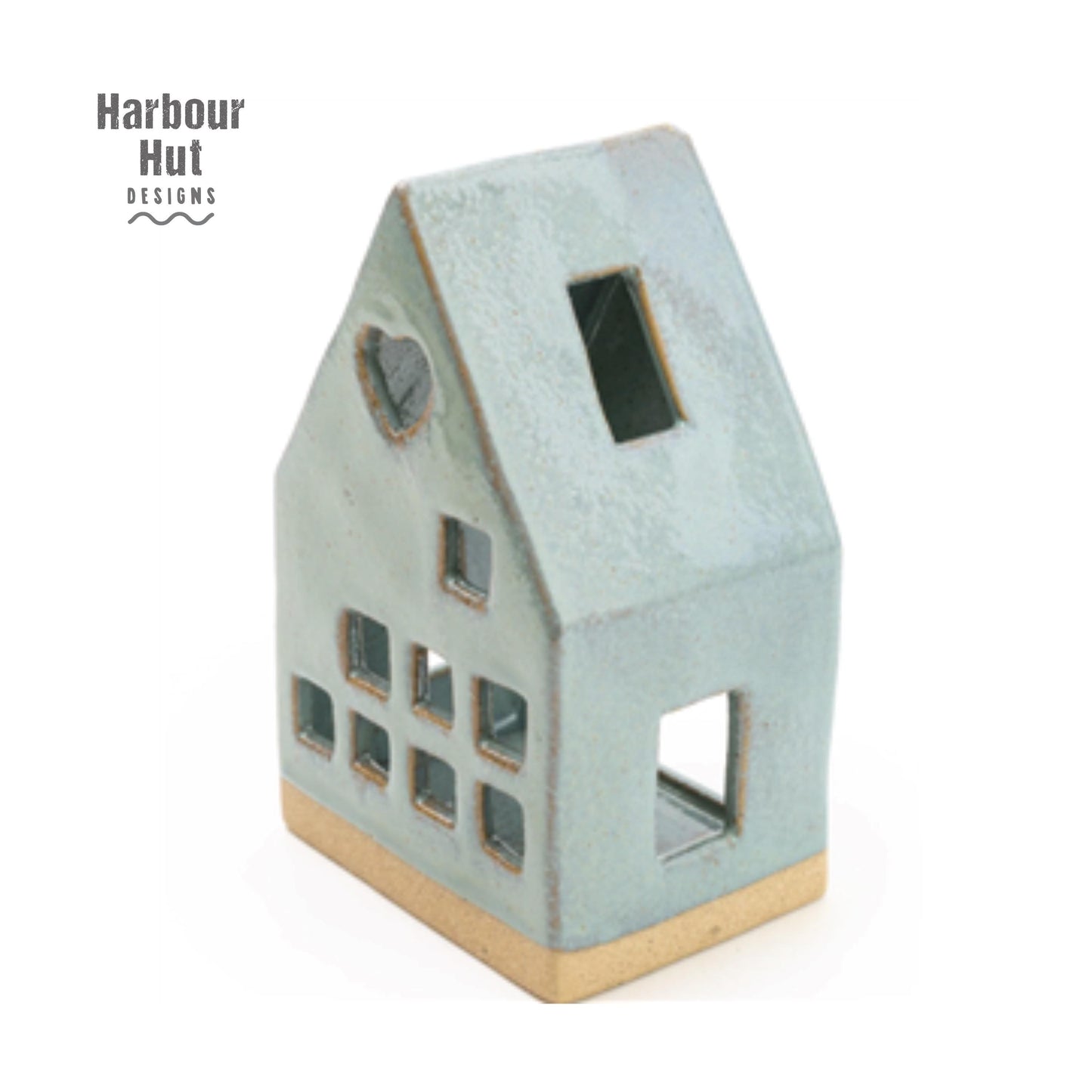 House tea light candle holder | Coastal decor | Beach hut | Ceramic heart | Boho beach | Turquoise | Teal | Blue | Sea foam | New home gift