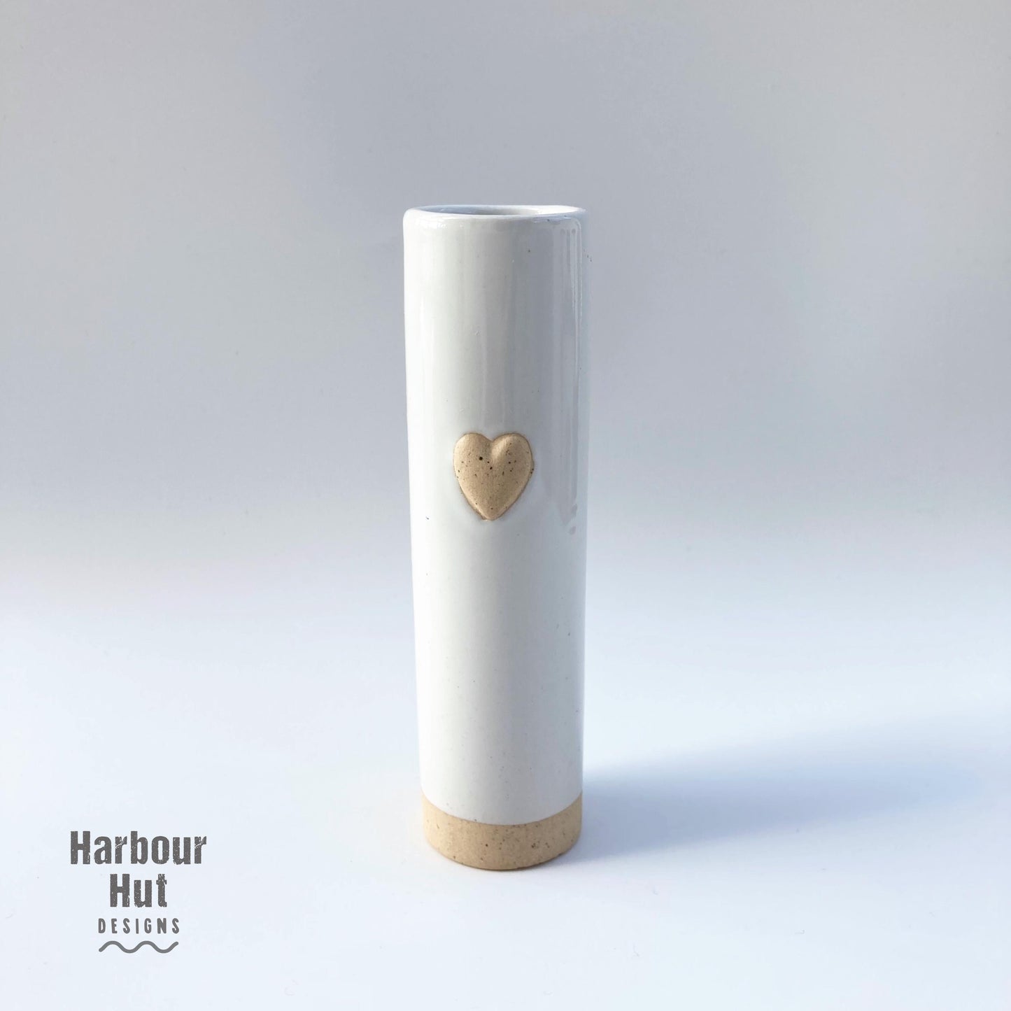 Glazed small bud vase | Boho beach wedding table decoration | Surfing | Sand | Shabby | Valentine love heart | Beige | Coastal