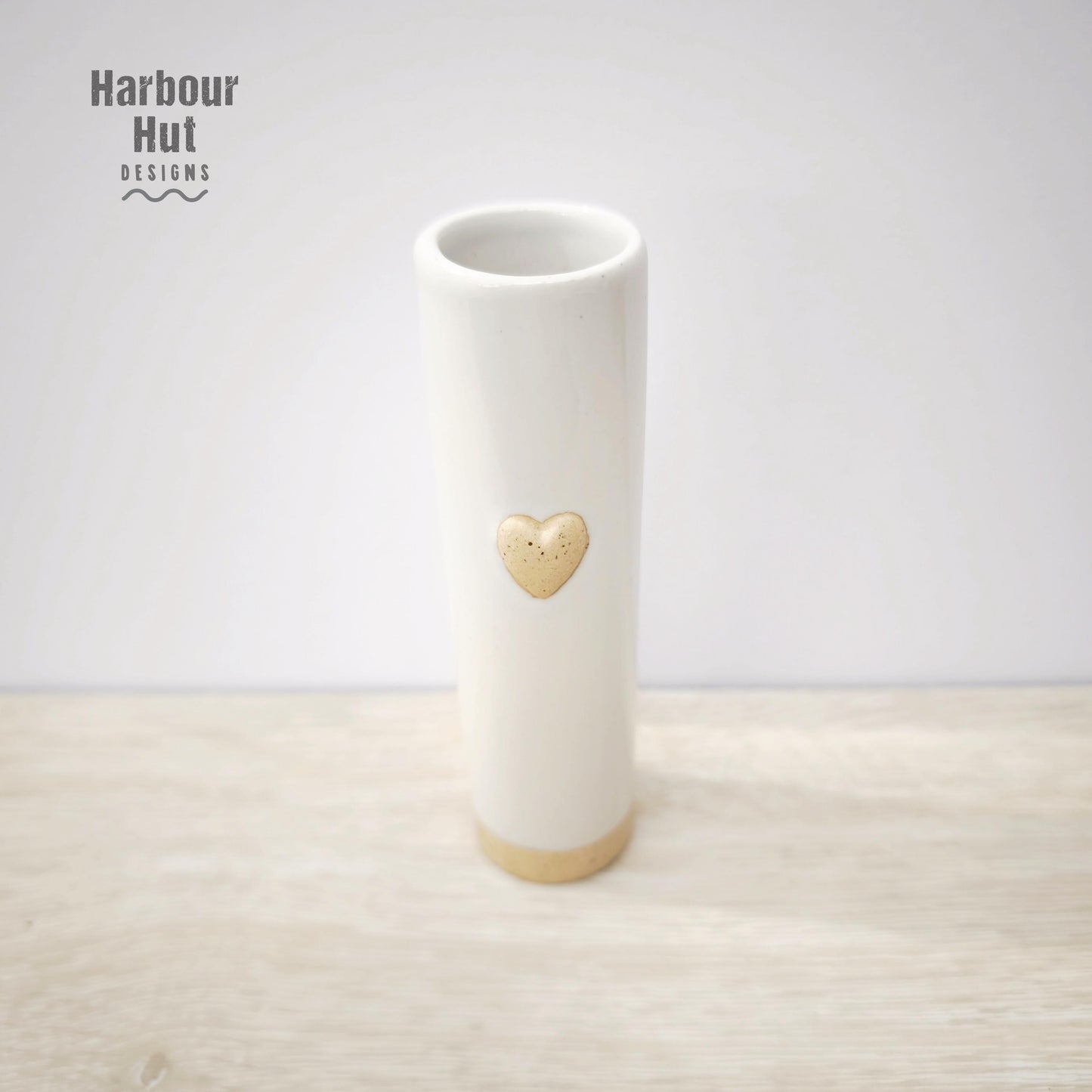 Glazed small bud vase | Boho beach wedding table decoration | Surfing | Sand | Shabby | Valentine love heart | Beige | Coastal