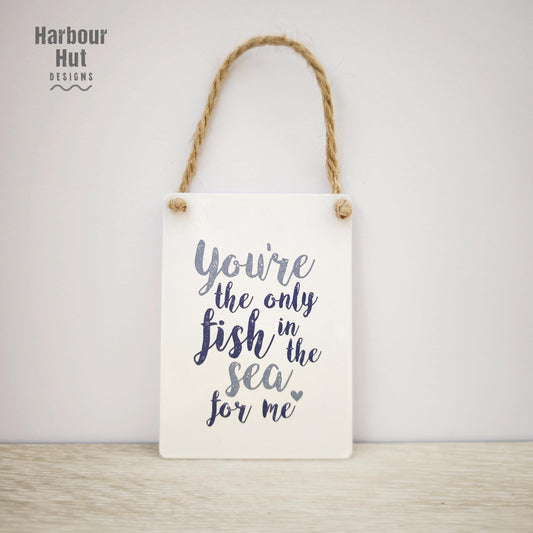 Small metal tin sign | Coastal decor | Beach valentine | Fishing gift | Nautical wall art | Surfing | Beach wedding | Coastal hanging sign