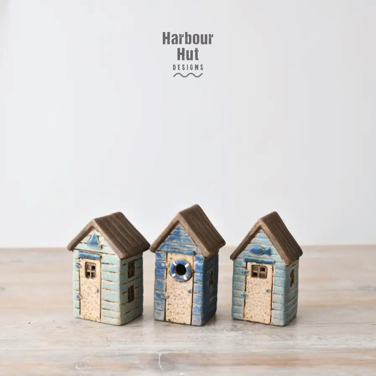 Ceramic beach hut decoration | Nautical decor | Sailing | Fishing | Swimming | Beach house | LED lights | Sold individually or as a set of 3