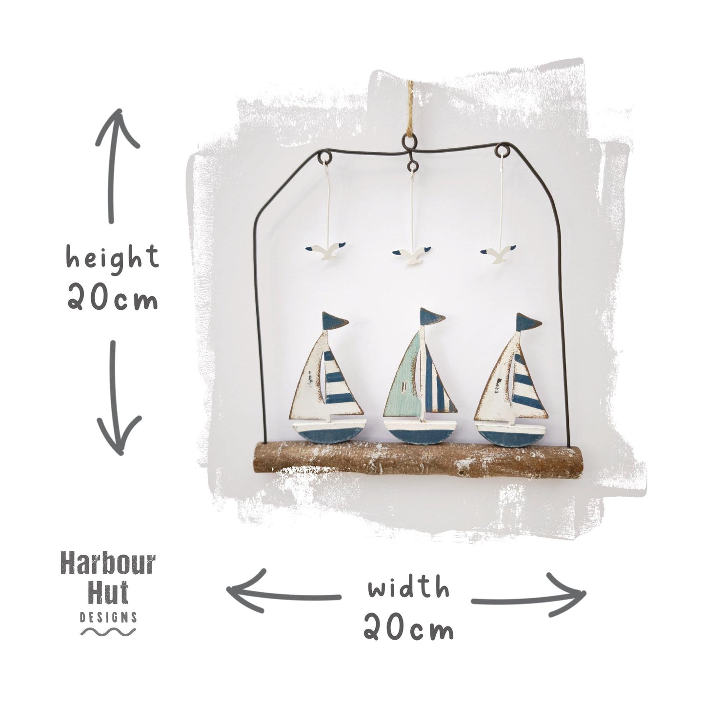 Wooden Sailing Boats & Seagulls Wall Hanging