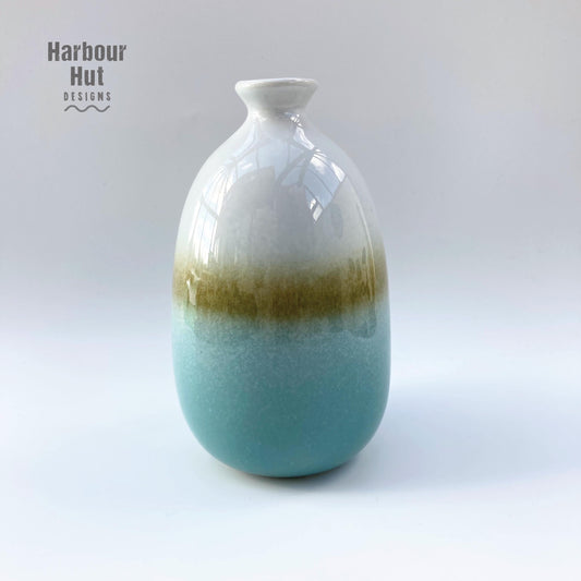 Ombre dip glazed small bud vase | Boho beach wedding table decoration | Surfing | Aqua | Turquoise | Duck egg blue pastel | Coastal flowers