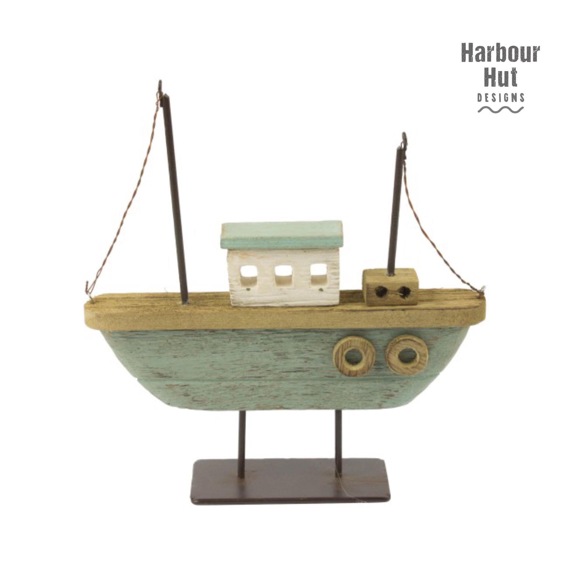 Wooden turquoise sailing boat | Rust effect | Boy nursery decor | Nautical decor | Rustic | Teal | Harbour | Upcycled distressed wood gift