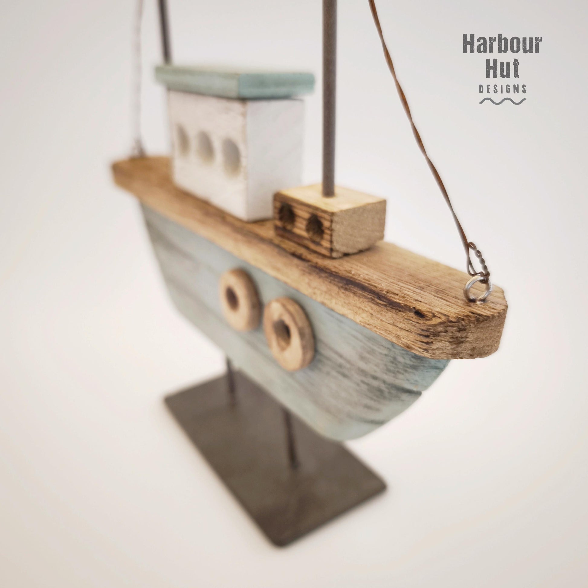 Wooden turquoise sailing boat | Rust effect | Boy nursery decor | Nautical decor | Rustic | Teal | Harbour | Upcycled distressed wood gift