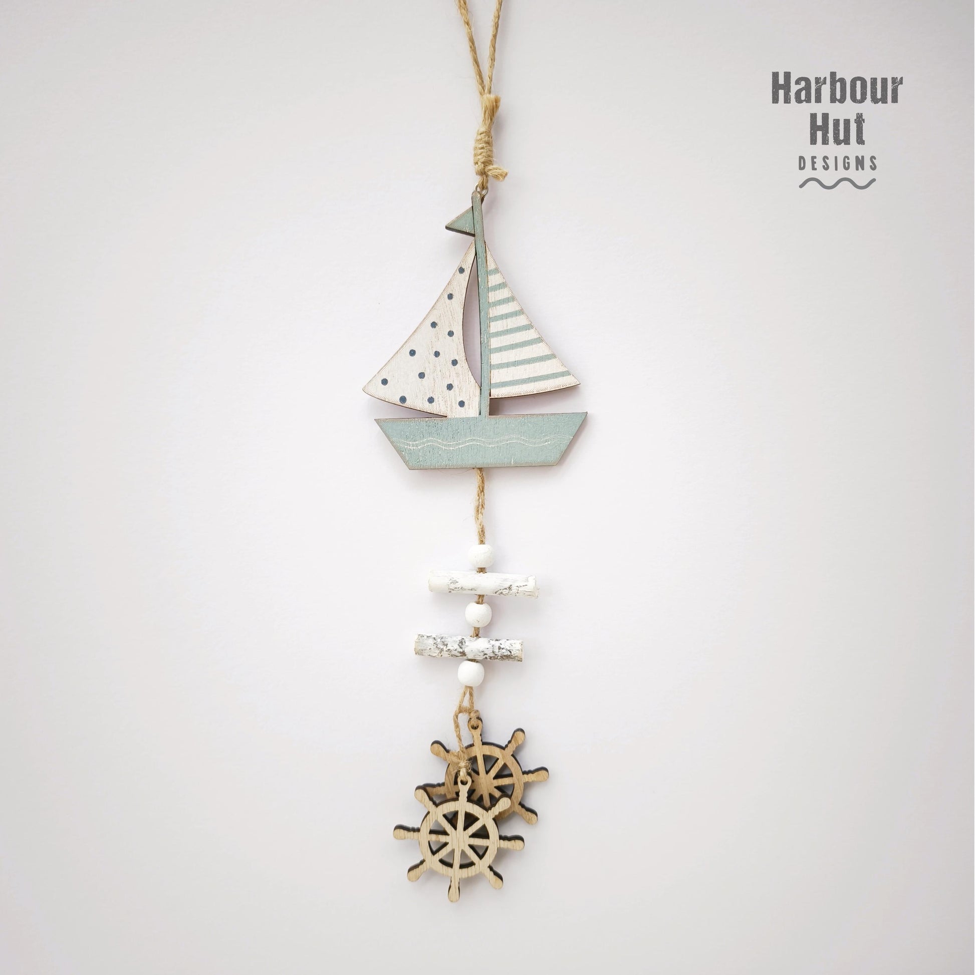 Wooden boat wall art hanging | Seaside | Driftwood | Anchor | Coastal | Sailing | Baby boy nursery | Beach house | Nautical ornament decor