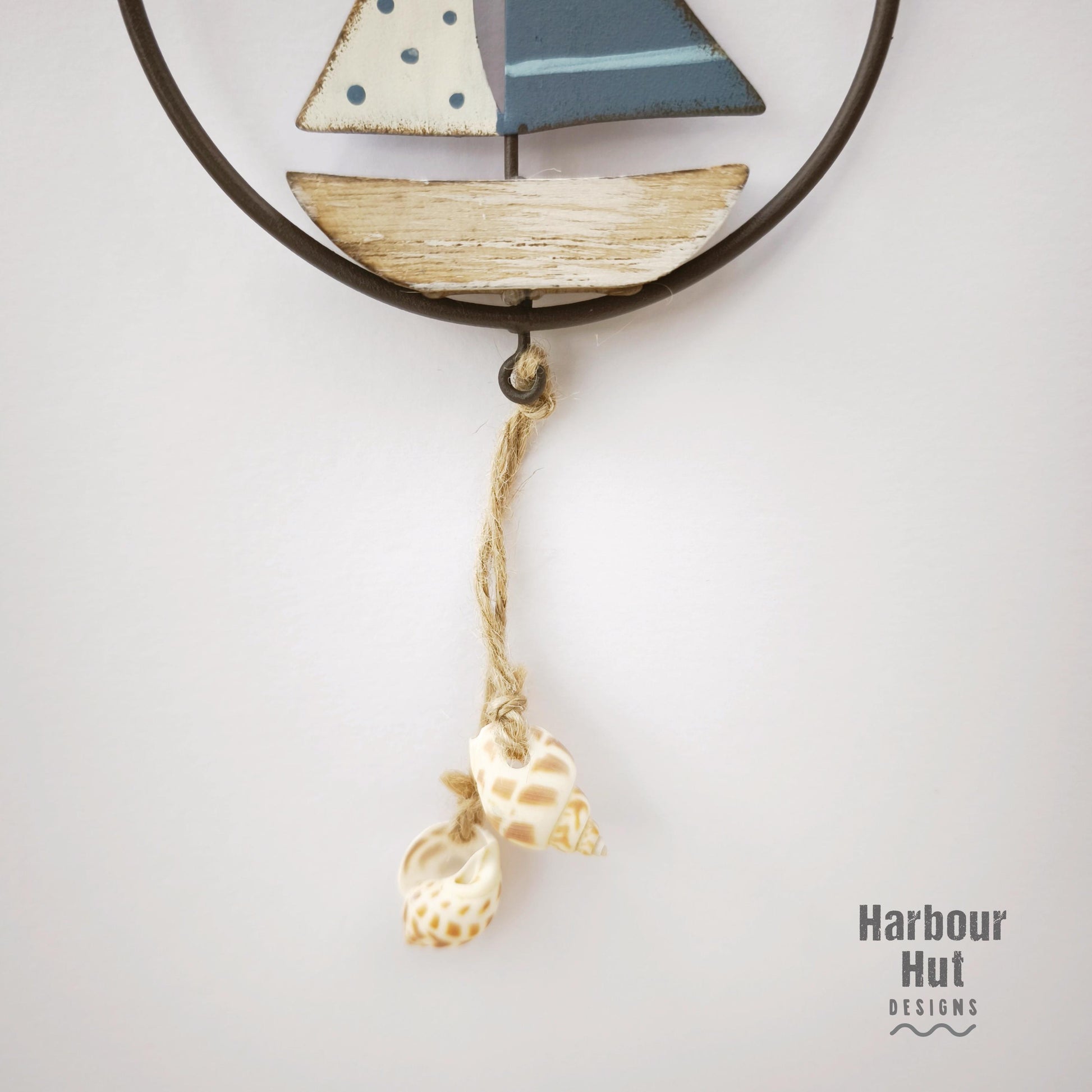 Wooden sailing boats wall art hanging | Seagull | Seaside | Driftwood | Coastal | Baby boy nursery | Beach house | Nautical wire metal decor