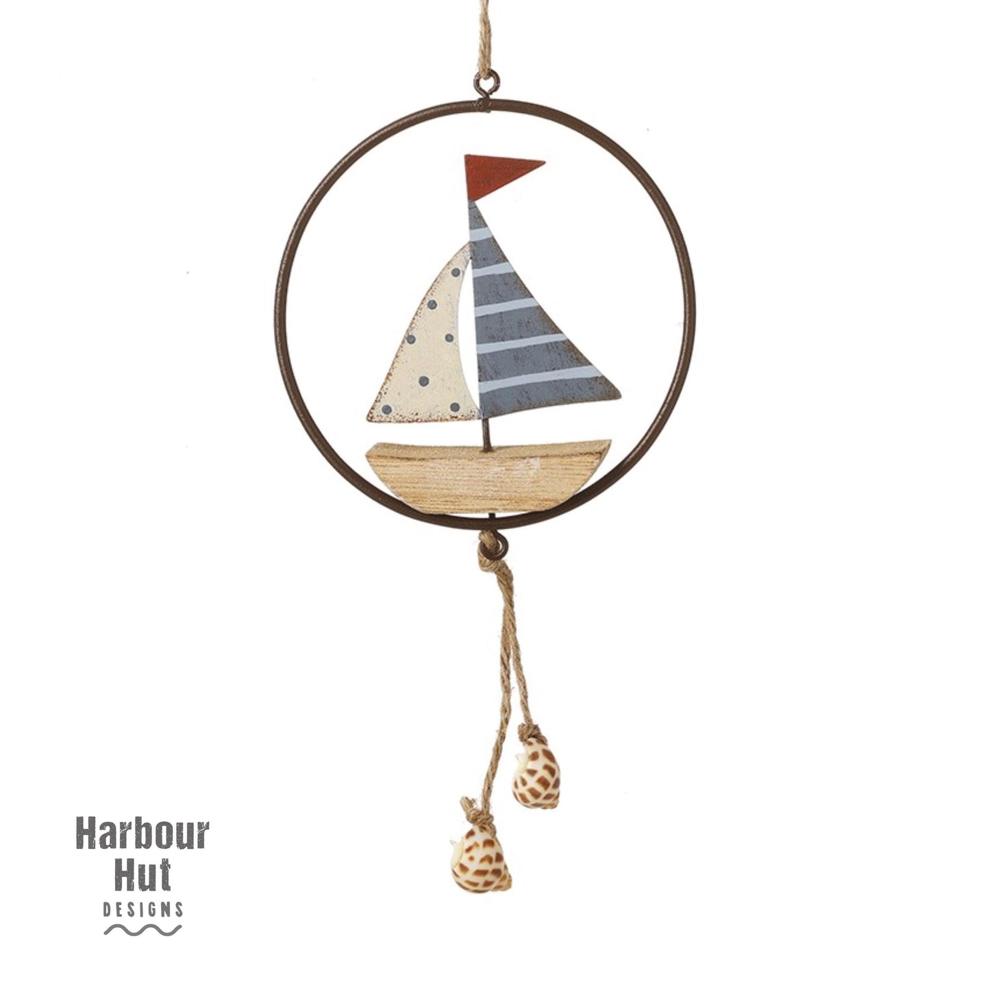 Wooden sailing boats wall art hanging | Seagull | Seaside | Driftwood | Coastal | Baby boy nursery | Beach house | Nautical wire metal decor