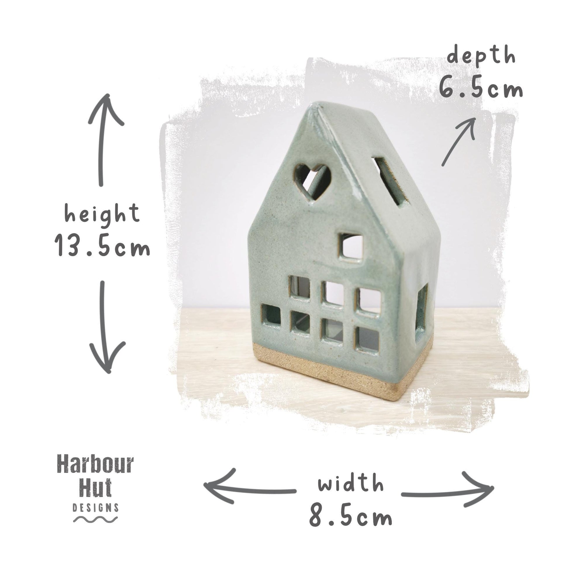 House tea light candle holder | Coastal decor | Beach hut | Ceramic heart | Boho beach | Turquoise | Teal | Blue | Sea foam | New home gift