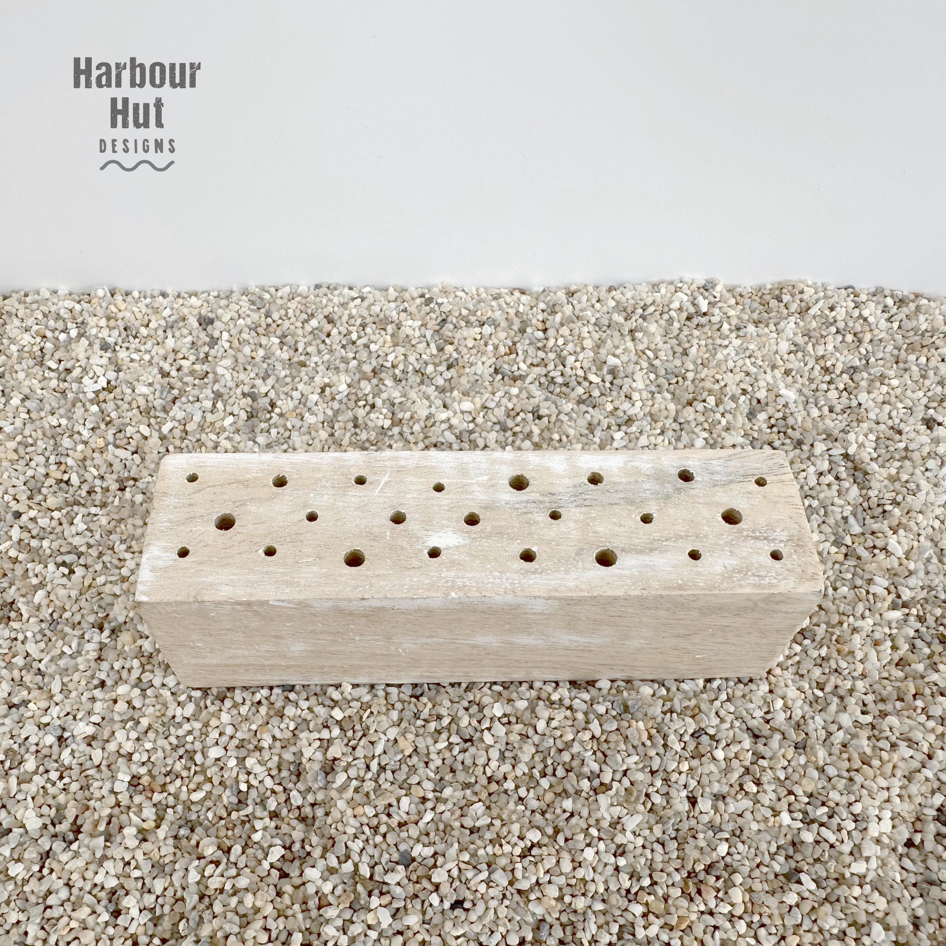 Wooden dried flower vase | Whitewashed wood block | White wooden | Minimalist | Beach | Coastal | Shabby | Rustic