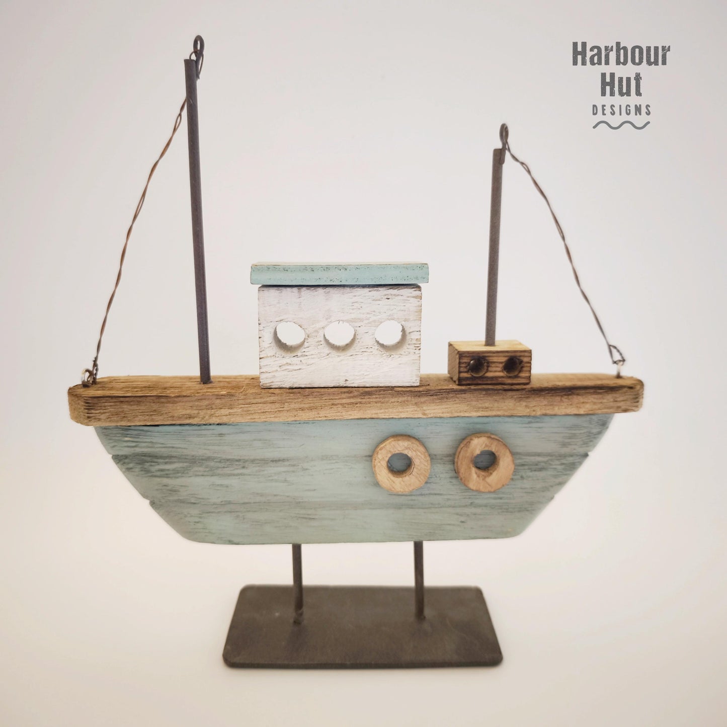 Wooden turquoise sailing boat | Rust effect | Boy nursery decor | Nautical decor | Rustic | Teal | Harbour | Upcycled distressed wood gift