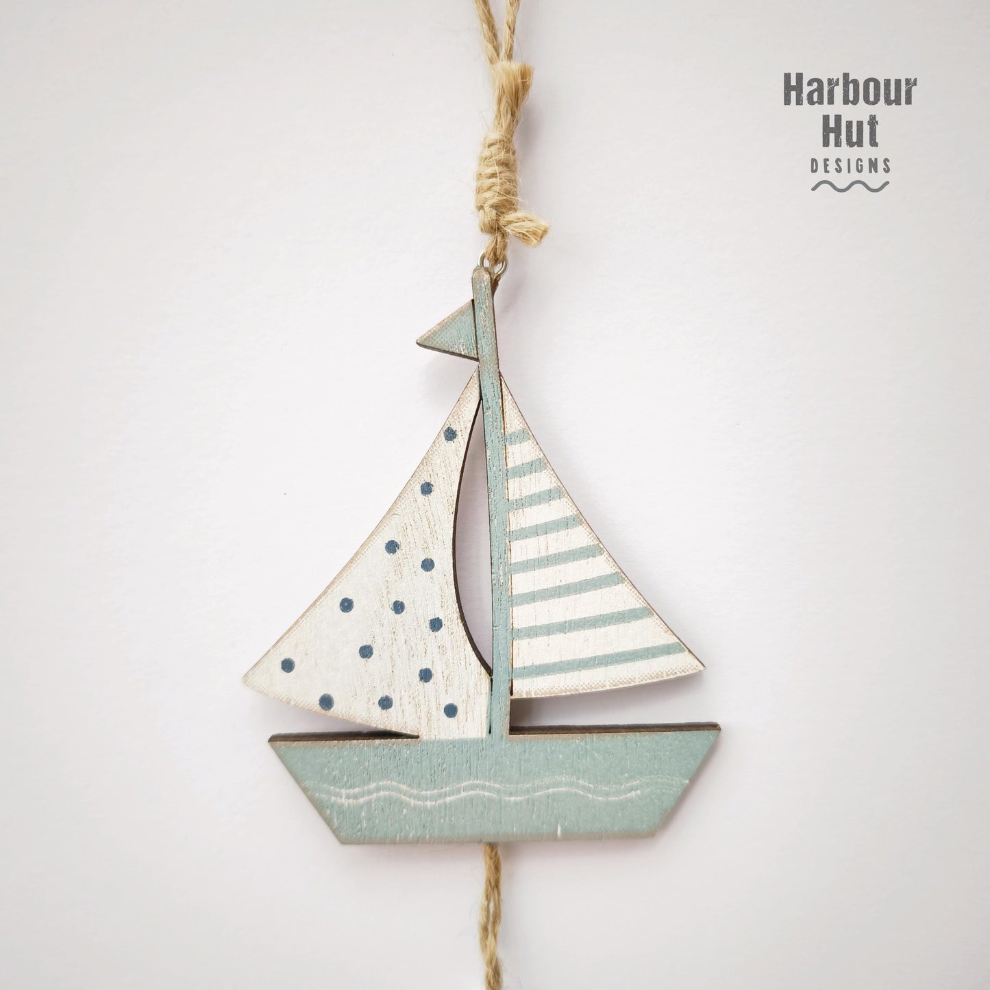 Wooden boat wall art hanging | Seaside | Driftwood | Anchor | Coastal | Sailing | Baby boy nursery | Beach house | Nautical ornament decor