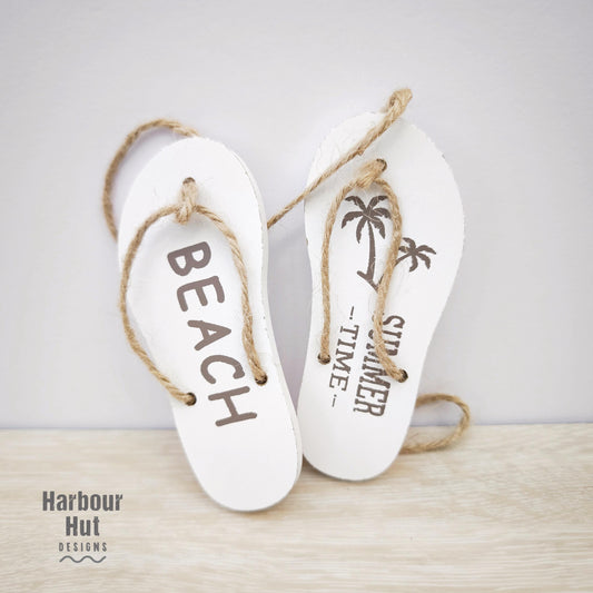 Wooden flip flops | Wall art hanging | Seaside holiday memory keepsake | Coastal surfing | Beach wedding favour present | Surf lover gift
