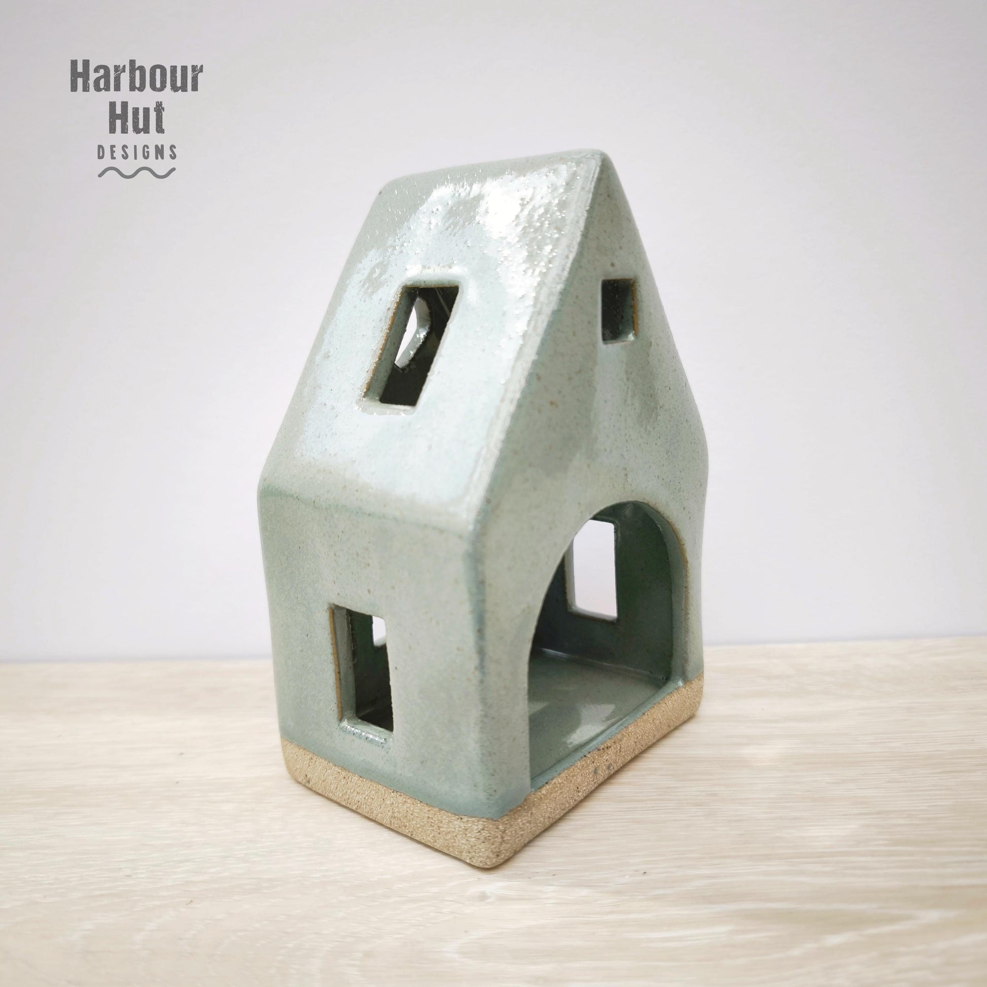 House tea light candle holder | Coastal decor | Beach hut | Ceramic heart | Boho beach | Turquoise | Teal | Blue | Sea foam | New home gift