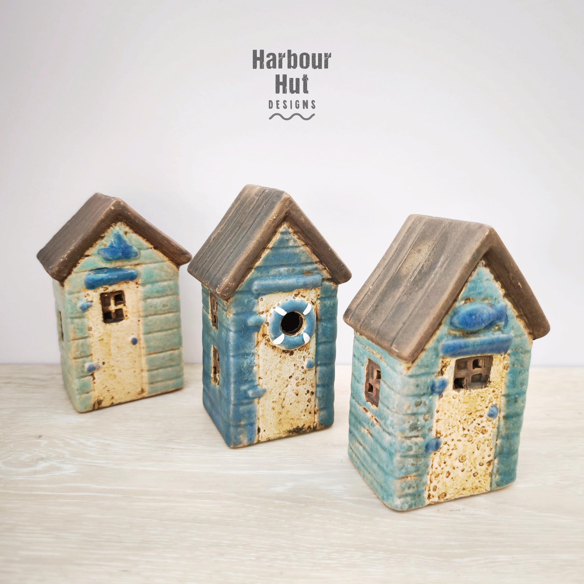 Ceramic beach hut decoration | Nautical decor | Sailing | Fishing | Swimming | Beach house | LED lights | Sold individually or as a set of 3