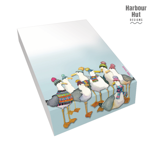 Seagulls in Beanies Slant Notepad